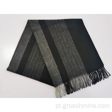 Top Quality Black e Cinza Verificado Lambswool Scarf